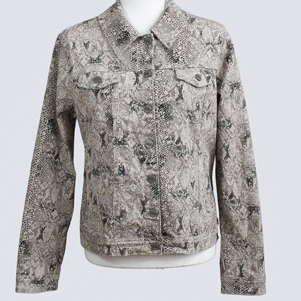 NANETTE LEPORE Women's Animal Print Jean Jacket Size M Tan